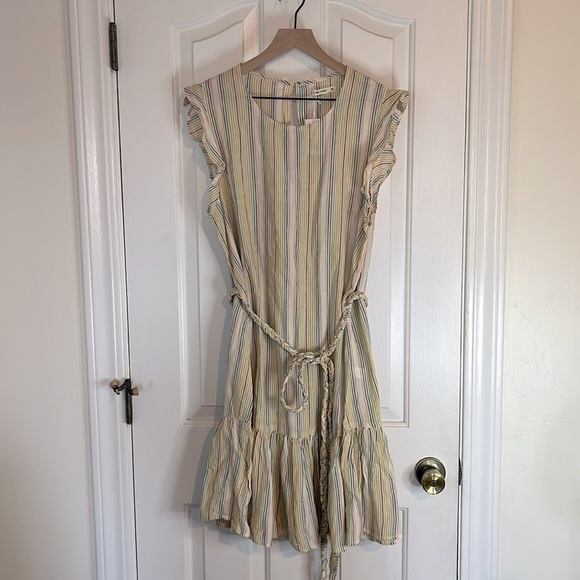 NWT Marine Layer | Beachy Stripe Laney Tiered Minidress Size XL Tencel/Linen - Picture 4 of 11